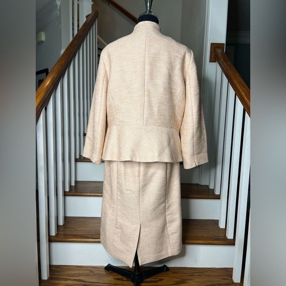 Talbots Skirt Suit Set Blush Pink Tweed Size 16 Jacket / 14 Skirt - Picture 3 of 6